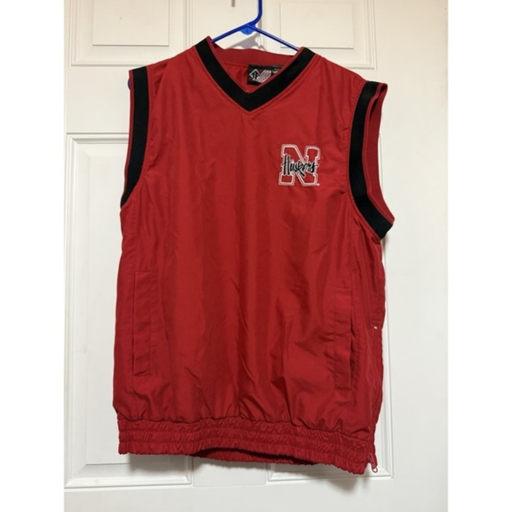 Nebraska Huskers Team Athletics Vest Pullover Zippering Side‎ Red Size Small